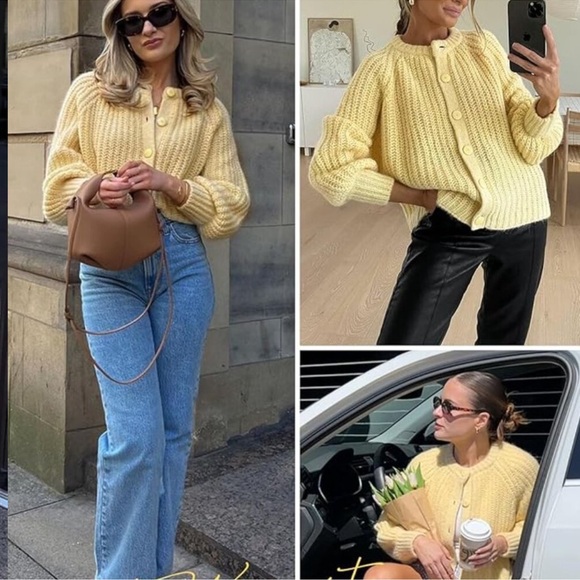 Yellow fall woman's soft knit sweater - Picture 6 of 8